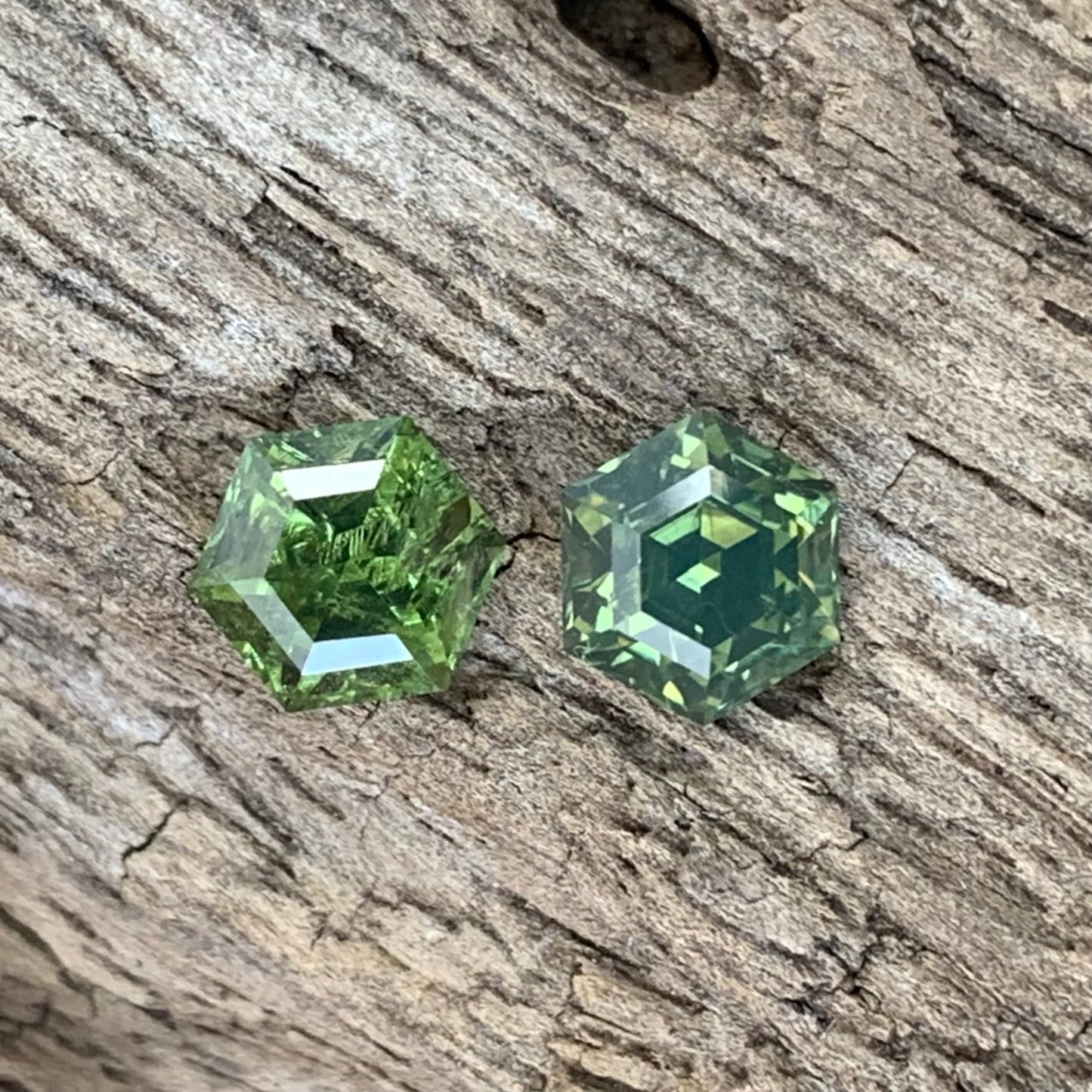 Natural Green Zircon Step Cut 6 mm Hexagon Almost A Pair 2 Ct Natural Loose Gemstones from Sri Lanka