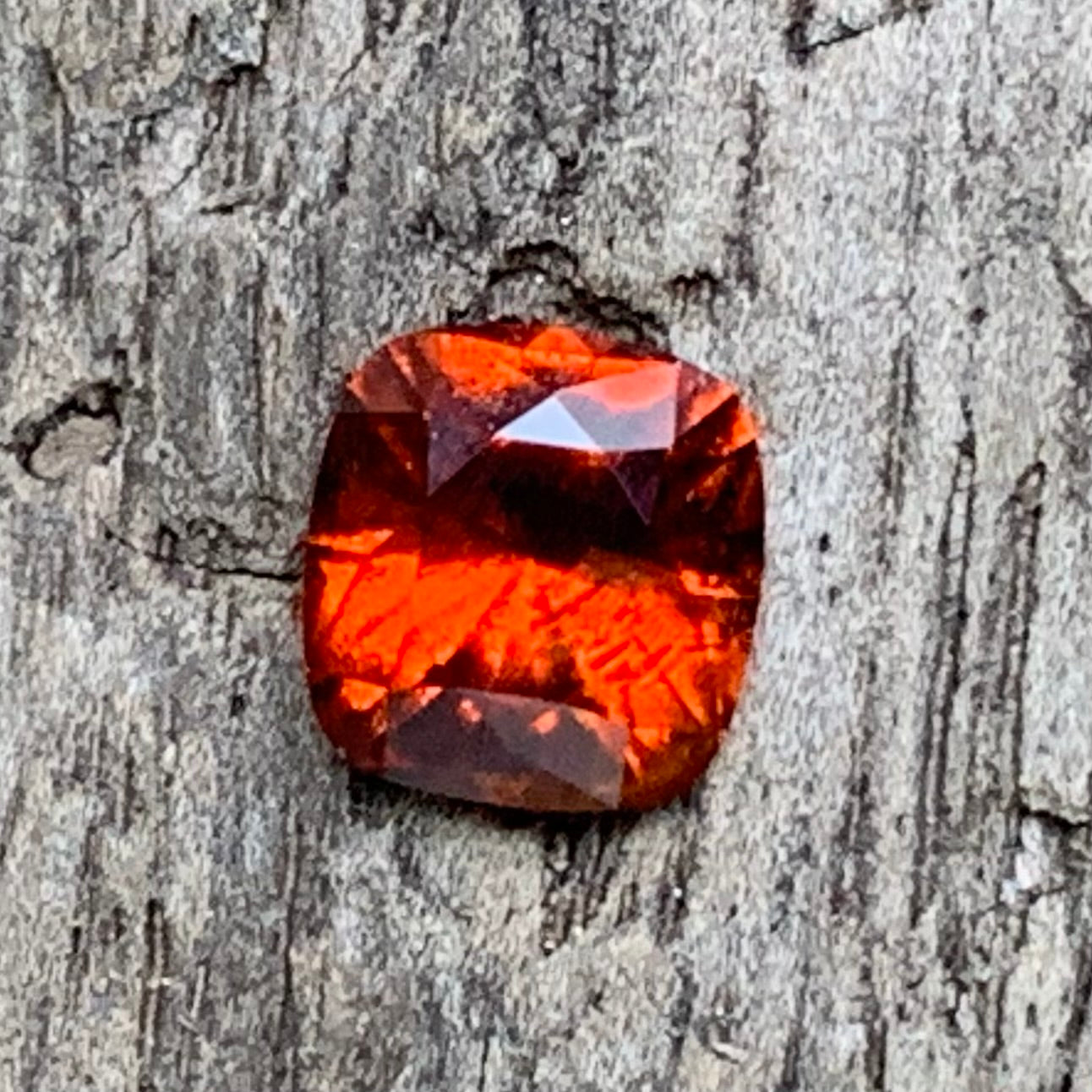 Orange Hessonite Garnet Cushion 0.69 Ct Loose Gemstone For Contemporary Jewelry