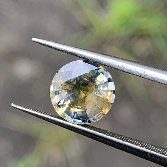 Yellow & Blue Bicolor Sapphire 7.5 mm Round 1.78 Ct Natural Loose Gemstone For Jewelry Making 💎✨