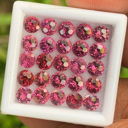 Red Garnet 4 mm Football Cut Rounds 8.20 Ct / 25 Stones Parcel of Natural Loose Gemstones From Sri Lanka