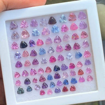 Unheated Sapphire Trillions Multicolor Loose Gem Parcel of 14.31 Ct / 78 Natural Gemstones