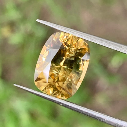 Brownish Yellow Zircon Rectangular Cushion Natural Certified 5.72 Ct Loose Gemstone
