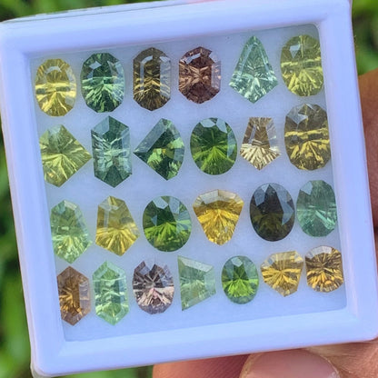 Zircon Parcel Of Fantasy / Concave Cut Different Geometric Shapes Loose Gemstones 18.76 Ct / 25 Multicolor Gemstones for Jewelry Making
