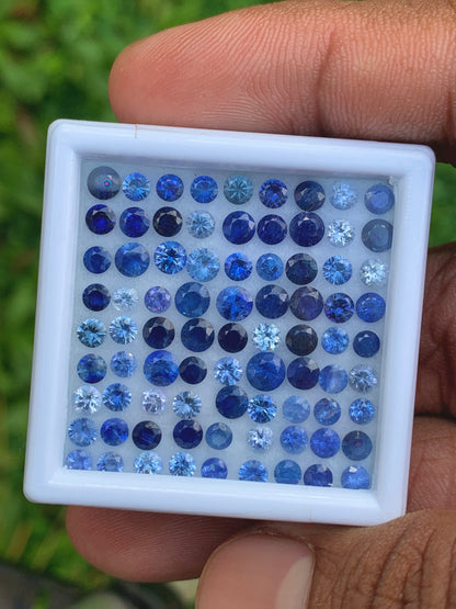 Blue Sapphire 2.8 - 3.6 mm Rounds 10.80 Ct Loose Gemstone Parcel of 81 Stones