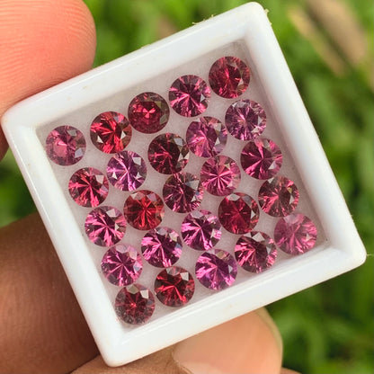 Red Garnet 4 mm Concave Fantasy Cut Rounds 7.35 Ct / 25 Stones Parcel of Natural Loose Gemstones From Sri Lanka