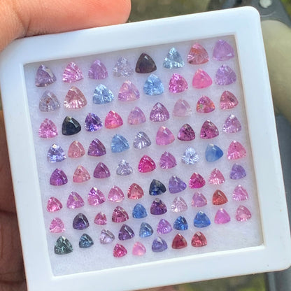 Unheated Sapphire Trillions Multicolor Loose Gem Parcel of 14.31 Ct / 78 Natural Gemstones