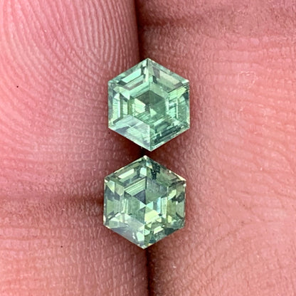 Natural Green Zircon Step Cut 5.5 mm Hexagon Pair 1.62 Ct Natural Loose Gemstones for Earrings