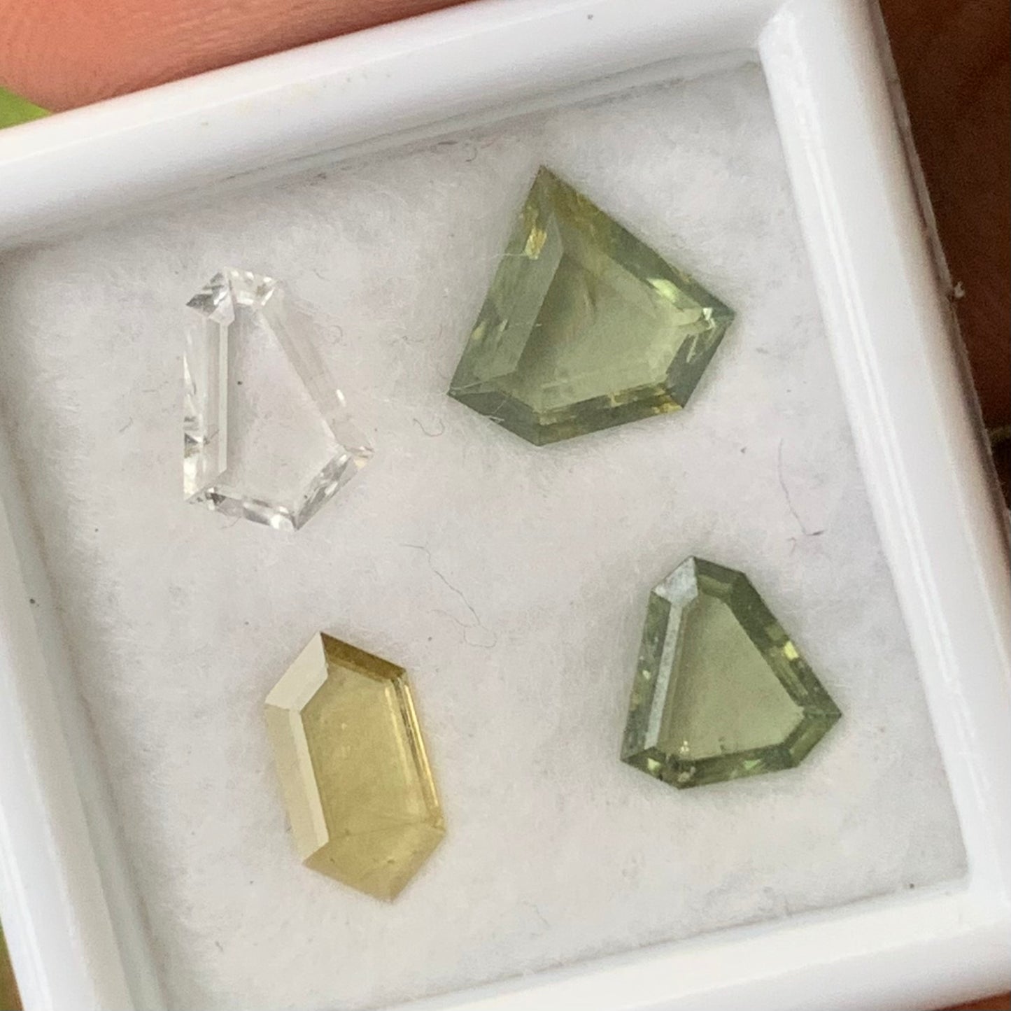 Zircon Portrait Cut Multicolor Geometric Shape Tablets Natural Loose Gemstone Parcel 2.11 Ct / 4 Gemstones From Sri Lanka