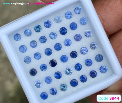 Blue Sapphire 3 mm Rounds 5.38 Ct Loose Gemstone Parcel of 42 Stones 💎