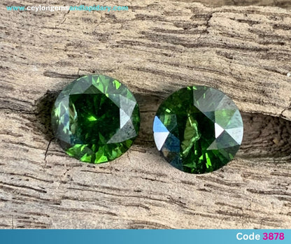 ✨ Green Zircon Round Pair 7.7 mm / 5 Ct Natural Loose Gemstones For Earrings 💎