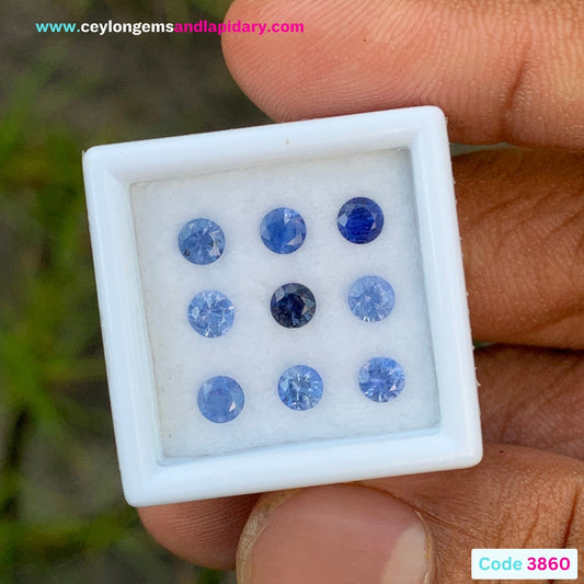 Blue Sapphire 3.5 mm Rounds 1.94 Ct Loose Gemstone Parcel of 9 Stones 💎✨