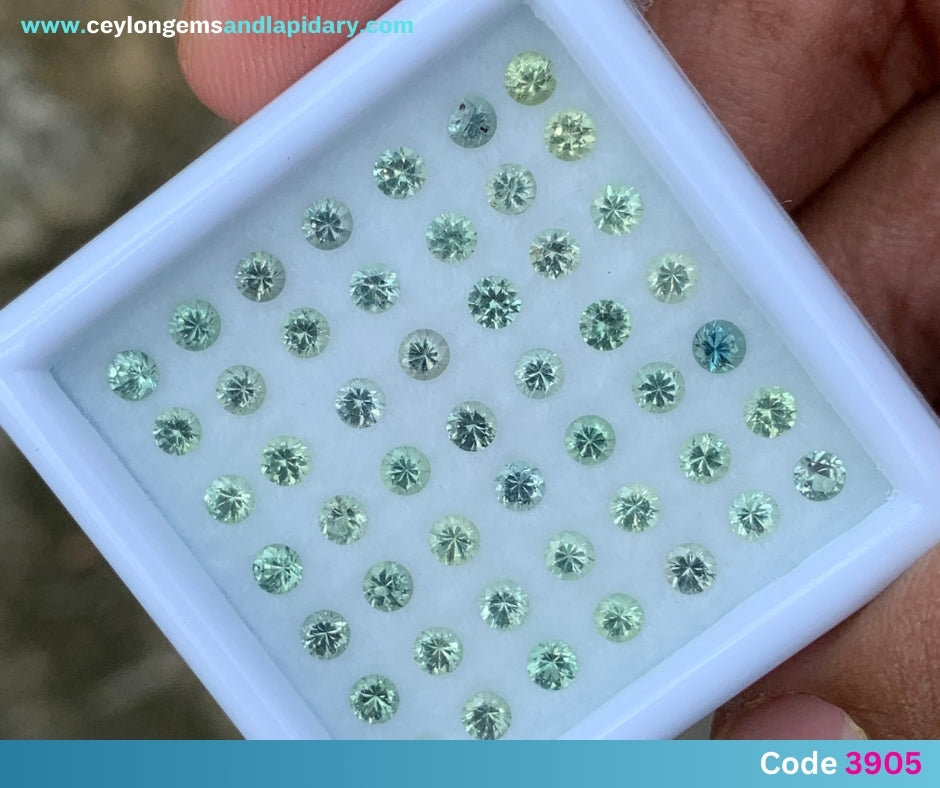 Green Sapphire - 2.7 mm Rounds, 4.8 Ct Loose Gemstone Parcel (49 Stones) 💎