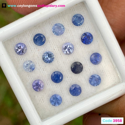 Blue Sapphire 2.9 mm Rounds 1.65 Ct Loose Gemstone Parcel of 15 Stones 💎✨