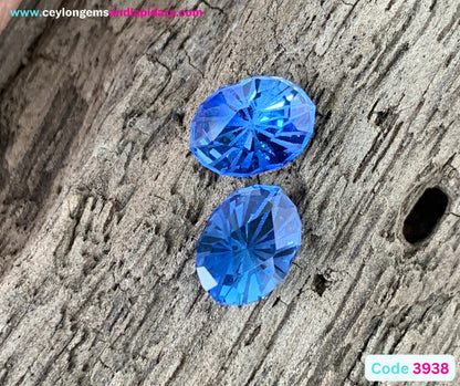 ✨ Blue Sapphire Modified Oval 3 Ct Pair Heated Only Natural Loose Gemstones for Earrings 💎