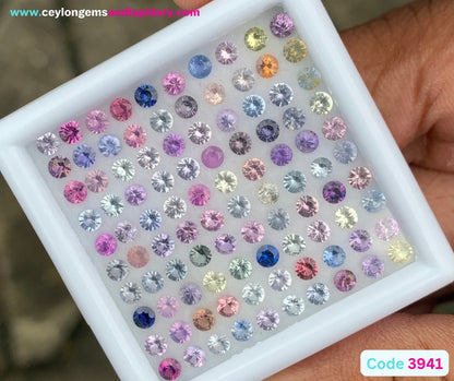 Unheated Sapphire 2.5 mm Rounds 7.26 Ct Multicolor Loose Gemstone Parcel of 100 Stones 💎