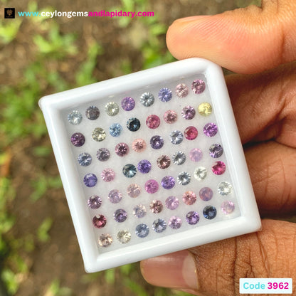 Unheated Sapphire 3 mm Rounds 7.14 Ct Multicolor Loose Gemstone Parcel of 56 Stones 💎✨