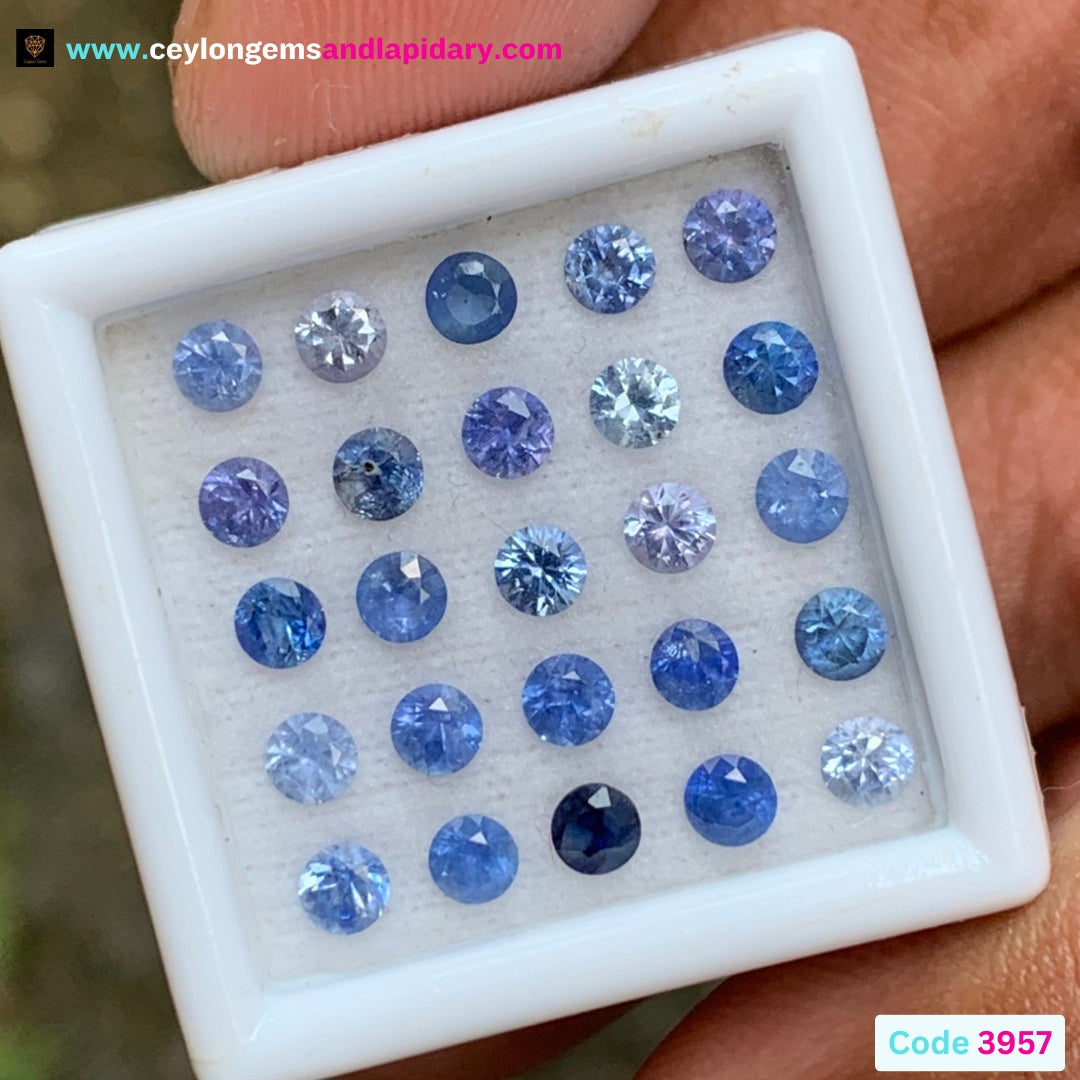 Blue Sapphire 2.8 mm Rounds 2.82 Ct Loose Gemstone Parcel of 25 Stones 💎✨