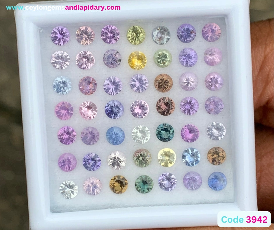 Unheated Sapphire 3.2 mm Rounds 7.84 Ct Multicolor Loose Gemstone Parcel of 49 Stones 💎