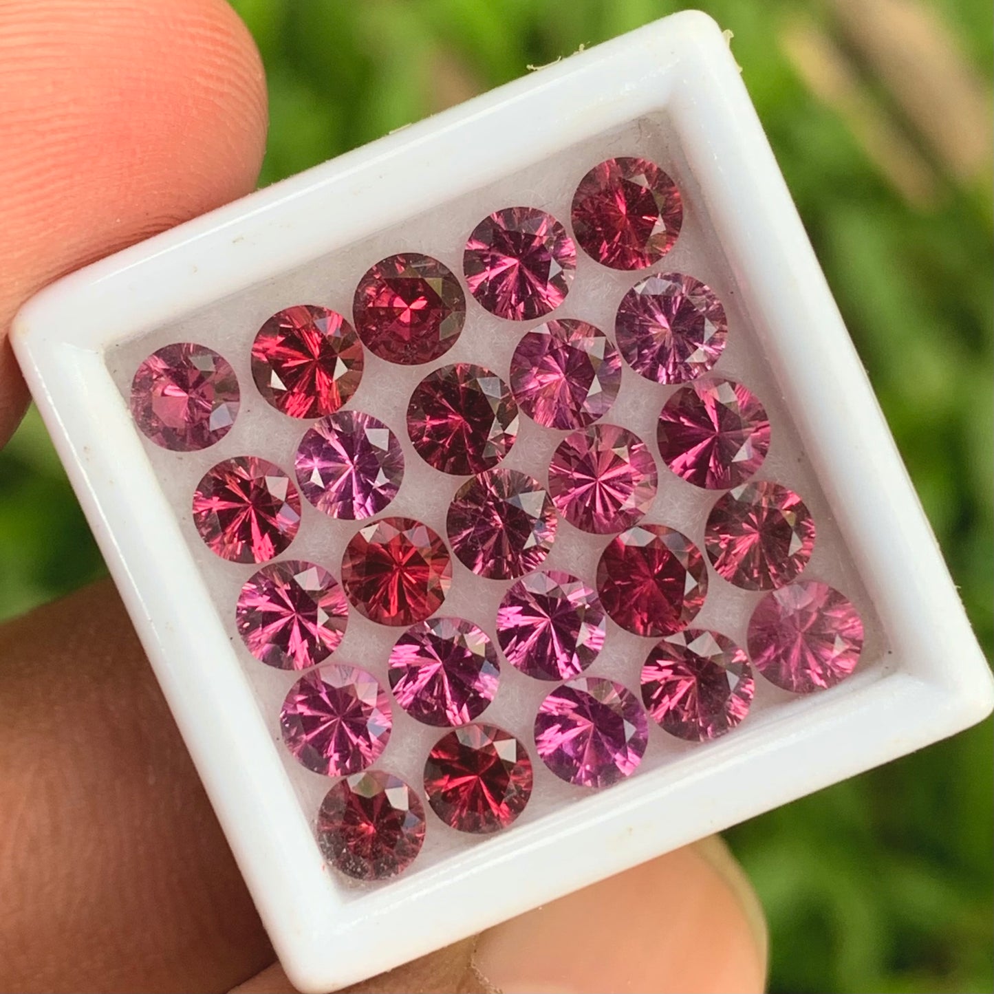 Red Garnet 4 mm Concave Fantasy Cut Rounds 7.35 Ct / 25 Stones Parcel of Natural Loose Gemstones From Sri Lanka