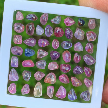 Natural Unheated Sapphire Multicolor Cabochons Free form / Free shapes 23.75 Ct / 50 Loose Gemstone Parcel from Sri Lanka