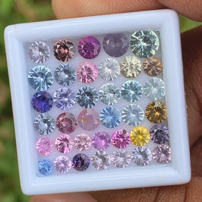 Unheated Sapphire 2.5 - 4.5 mm Rounds 6.75 Ct Multicolor Loose Gemstone Parcel of 37 Stones