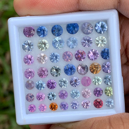 Natural Sapphire 3 - 4.5 mm Rounds 12.88 Ct / 50 Multicolor Loose Gemstone Parcel from Sri Lanka