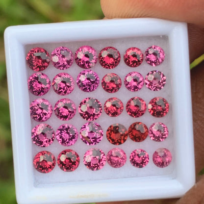 Red Garnet 3 - 3.5 mm Football Cut Rounds 5.35 Ct / Stones Parcel of Natural Loose Gemstones From Sri Lanka