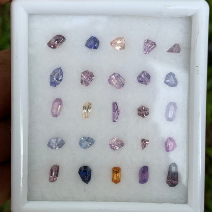 Sapphire Natural Unheated Fancy Geometric Shape Loose Gemstone Parcel 7.04 Ct / 25 Gemstones From Sri Lanka