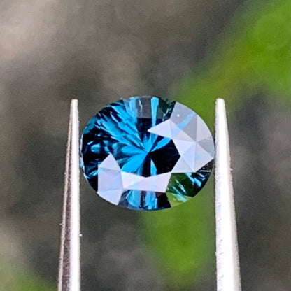Teal Blue Spinel Fantasy / Concave Cut Oval 0.85 Ct Natural Loose Gemstone For Jewelry Making