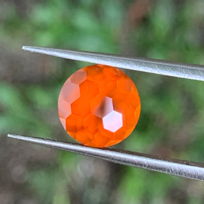 Orangish Garnet Round 8.2 mm / 2.58 Ct Fancy Football Cut Loose Gemstone For Contemporary Jewelry