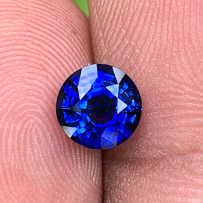 Blue Sapphire 6.5 mm Round Heated Only 1.75 Ct Natural Loose Gemstone for Jewelry Making