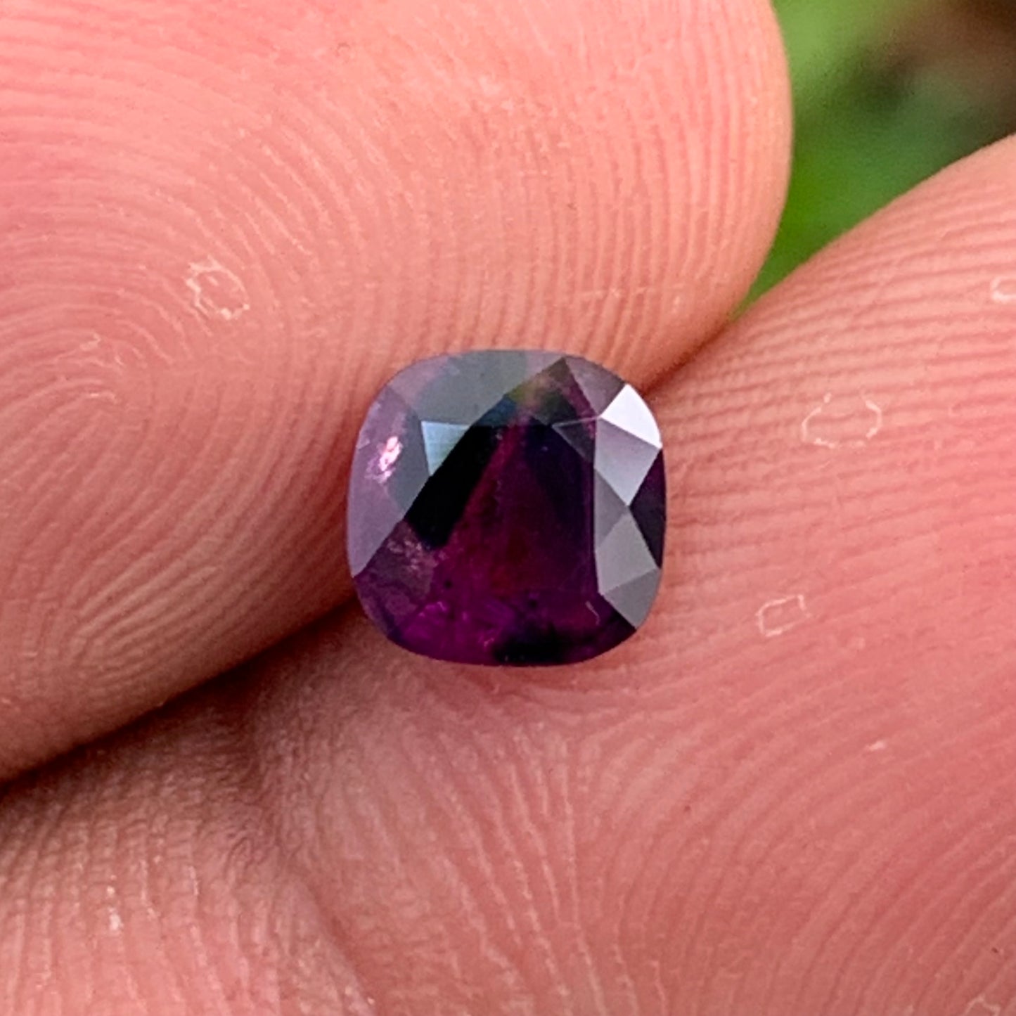Bi Color Sapphire Cushion Purple And Deep Blue 5.95 mm / 0.93 Ct Heated Only Natural Loose Gemstone For Jewelry Making