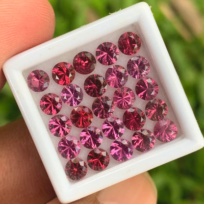 Red Garnet 4 mm Concave Fantasy Cut Rounds 7.35 Ct / 25 Stones Parcel of Natural Loose Gemstones From Sri Lanka