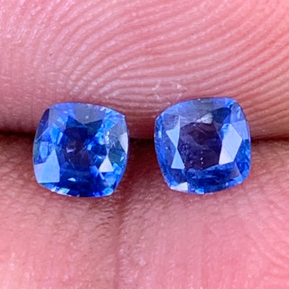 Blue Sapphire Cushion Pair 3.9 mm / 0.63 Ct Heated Only Natural Loose Gemstones for Earrings