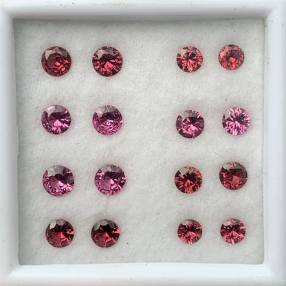 Garnet Round Pairs 8 Fantasy Cut / Concave Cut 3.2 -4 mm / 3.27 Ct Natural Loose Gemstones For Earrings
