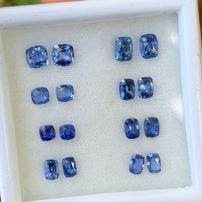Blue Sapphire Heated Only 8 Pairs 4.06 Ct Natural Loose Gemstones For Earrings