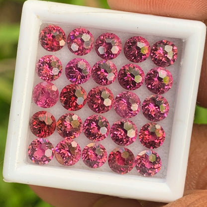 Red Garnet 4 mm Football Cut Rounds 8.20 Ct / 25 Stones Parcel of Natural Loose Gemstones From Sri Lanka