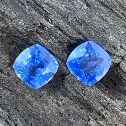 Blue Sapphire Cushion Pair 3.9 mm / 0.63 Ct Heated Only Natural Loose Gemstones for Earrings