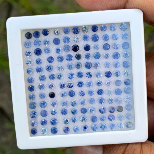 Blue Sapphire 2.3 - 2.7 mm Rounds 13.66 Ct Loose Gemstone Parcel of 132 Stones