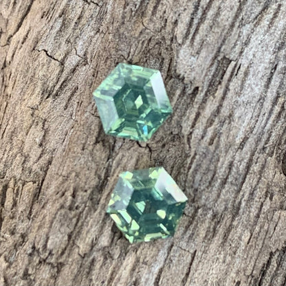Natural Green Zircon Step Cut 5.5 mm Hexagon Pair 1.62 Ct Natural Loose Gemstones for Earrings