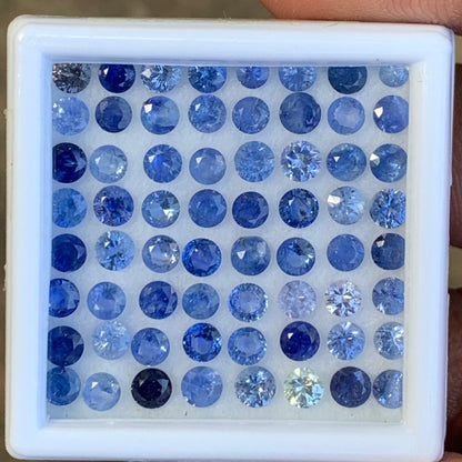 Blue Sapphire 3.3 - 3.7 mm Rounds 12.69 Ct / 64 Natural Loose Gemstone Parcel from Sri Lanka