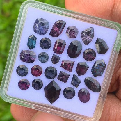 Spinel Concave / Fantasy Cut Geometric Shape Stones Of Deep Color Parcel 16.25 Ct / 27 Stones Multicolor Natural Loose Gemstones