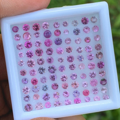 Unheated Pink &  Purple 2.1 - 3 mm Sapphire Rounds 5.90 Ct Loose Gemstone Parcel of 90 Stones