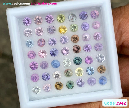Unheated Sapphire 3.2 mm Rounds 7.84 Ct Multicolor Loose Gemstone Parcel of 49 Stones 💎
