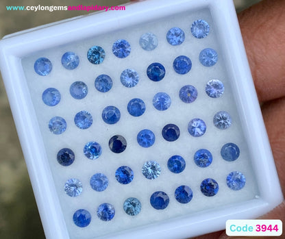 Blue Sapphire 3 mm Rounds 5.38 Ct Loose Gemstone Parcel of 42 Stones 💎