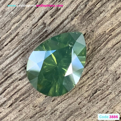 ✨ Green Zircon Concave Cut / Fantasy Cut Pear 4.79 Ct Natural Loose Gemstone From Sri Lanka 💎