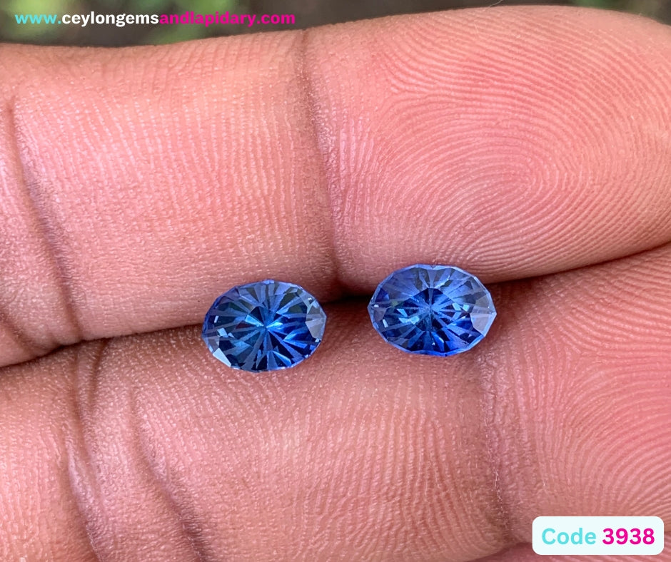 ✨ Blue Sapphire Modified Oval 3 Ct Pair Heated Only Natural Loose Gemstones for Earrings 💎