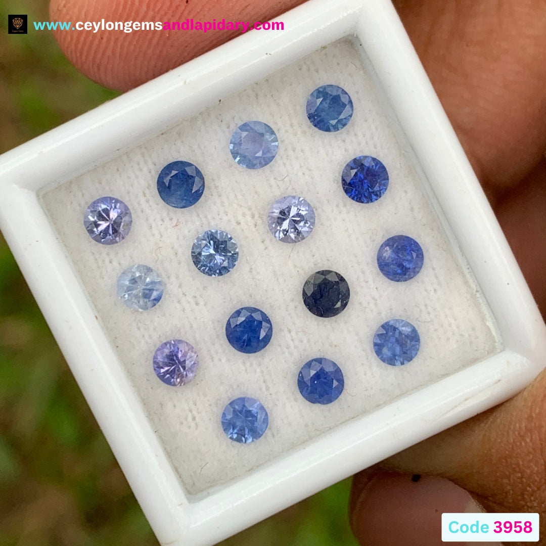 Blue Sapphire 2.9 mm Rounds 1.65 Ct Loose Gemstone Parcel of 15 Stones 💎✨