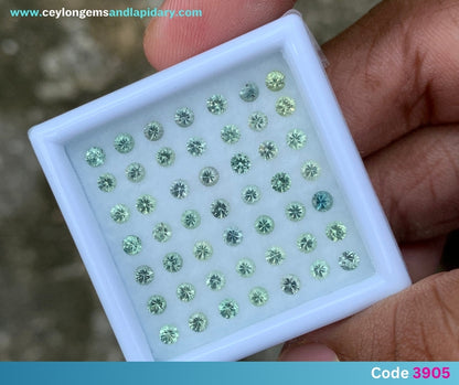 Green Sapphire - 2.7 mm Rounds, 4.8 Ct Loose Gemstone Parcel (49 Stones) 💎