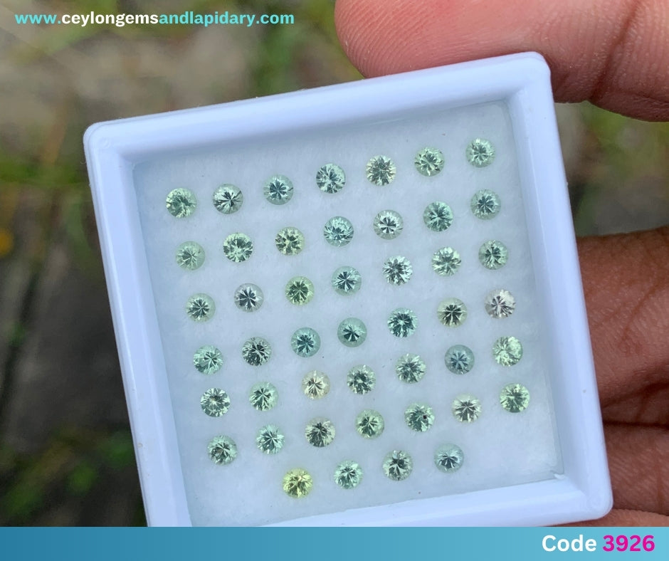 Green Sapphire 2.5 mm Rounds 3.71 Ct Loose Gemstone Parcel of 46 Stones 💎